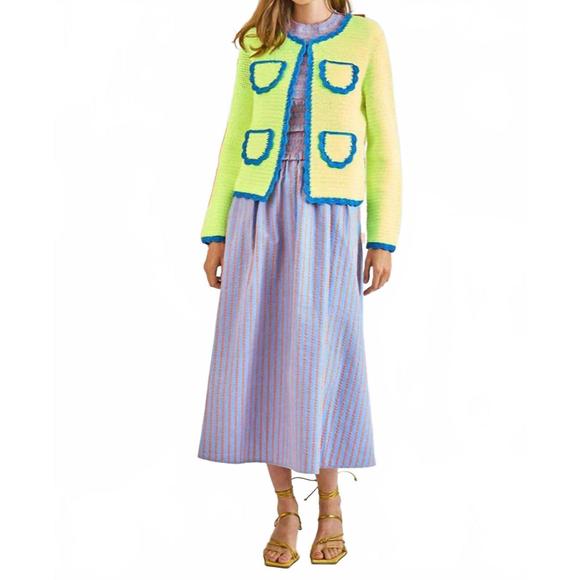 NEW HUNTER BELL russell open-front cardigan in neon yellow - Picture 1 of 4